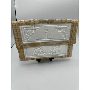 Emme clutch purse white with cream colored fabric